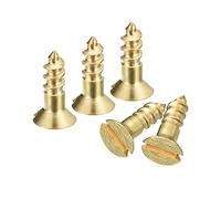 sourcing map Vis à Bois en Laiton, 40Pcs M3 x 10mm Vis Autotaraudeuse à Tête Plate à Entraînement Fendu, Fraisée pour Meubles de Menuiserie