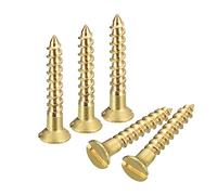 sourcing map Vis à Bois en Laiton, 60Pcs M2.5 x 16mm Vis Autotaraudeuse à Tête Plate à Entraînement Fendu, Fraisée pour Meubles de Menuiserie