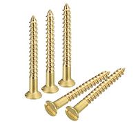 sourcing map Vis à Bois en Laiton, 60Pcs M2.5 x 25mm Vis Autotaraudeuse à Tête Plate à Entraînement Fendu, Fraisée pour Meubles de Menuiserie