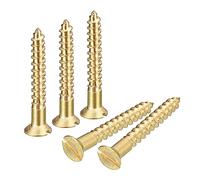sourcing map Vis à Bois en Laiton, 60Pcs M3.5 x 25mm Vis Autotaraudeuse à Tête Plate à Entraînement Fendu, Fraisée pour Meubles de Menuiserie