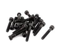 sourcing map Vis M6x35mm 12,9 alliage à vis en acier points de Douille hexagonale Boulons Noir 20Pcss