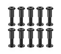 sourcing map Vis Reliure pour 8mm Trou Dia Mâle M6x25mm Rivet Reliure Post Ceinture Boucle Boulon Cuir Attache Acier Carbone Noir 10 Ensembles