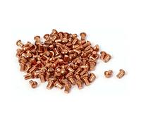 sourcingmap 100pcs 4mm Longueur 2mm x 3mm Tête Ronde Cuivre Uni Rivets éléments de fixation ton doré
