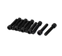 sourcingmap 10pcs M10 x 50 mm Vis à Tête Cylindrique à Six Pans Creux Tête Hexagonale Boulon Filetage complet Noir