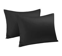 Sourcingmap 2pcs Taie d'oreiller Fermeture éclair 300 Fils en Coton égyptien Noir Standard (20" x 26")