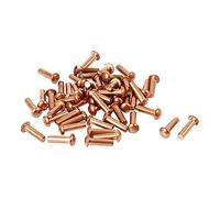 sourcingmap 3mm x 10mm tige Boulons à tête plate cuivre massif Rivets Attaches Doré Lot de 50