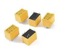 sourcingmap 5 Pièces DC 5V Ressort SPDT 6 broches PCB Type Miniature Puissance Relais Jaune
