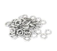 sourcingmap 50pcs Écrou Hexagonal Plat Fin M10 x 1 x 3mm en Acier Plaqué Zinc Carbone Pour Tige de Lampe Vis Boulon