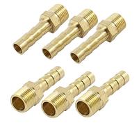 sourcingmap 6pcs Raccord Cannelé Laiton 6mm Tuyau Barb à 1/8 PT Mâle Fileté Rapide Connecteur