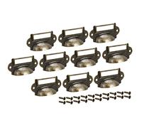 Sourcingmap Lot de 10 poignées de porte d'étiquettes vintage en acier au carbone pour armoire, placard, ton bronze 69 x 35 mm avec vis