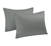 sourcingmap Lot de 2 taies d'oreiller 100% Coton égyptien, 300 Fils au Pouce carré, taies d'oreiller de qualité hôtelière avec Fermeture éclair, Super Douces et Respirantes, Gris foncé, 50 x 75 cm