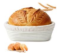 Sourdough Bread Proofing Basket, matériau: rotin, dimensions : 30x15x8cm, banneton pour pain, Corbeille à Pain, Panier Fermentation Pain Set avec Housse en Lin, Round Rattan panier pour pain Set