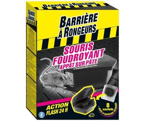Souricide foudroyant - BARRIERE A RONGEURS - Appât sur pâte - Lieux secs - 80g