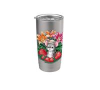 Souris Kawaii Fraises et Lys Magnifiques Gobelet isotherme en acier inoxydable double paroi