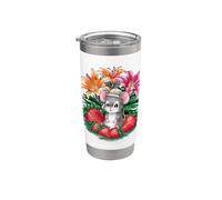 Souris Kawaii Fraises et Lys Magnifiques Gobelet isotherme en acier inoxydable double paroi