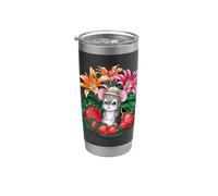 Souris Kawaii Fraises et Lys Magnifiques Gobelet isotherme en acier inoxydable double paroi