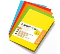 Sous Chemises Cartonnées A4, Chemises Cartonnées de Papier 180gr, Pochette Rangement Documents, Pack de 50 Sous Chemises Colorées pour Archiver et Organiser les Papiers - Ofituria (Assorti Intense)