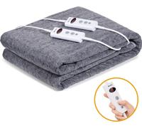 Sous-lit chauffant avec arrêt automatique, 160x140cm Couverture chauffante double contrôleur, 10 niveaux de chauffage Up-to-9 heures Timer protection contre la surchauffe, Tapis chauffant Couverture c