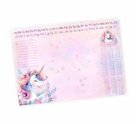 Sous-main A3 - Motif licorne rose - Avec petit papier 1 x 1 - 50 feuilles