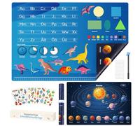 Sous-main de bureau double face pour enfants - 60 x 40 cm, espace - ABC - Géométrie - Dinosaure - Antidérapant - Imperméable - Résistant aux rayures - En PVC - Pour garçons et filles