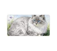 Sous-main de bureau motif chats gris personnalisé avec image logo ou texte - Sous-main de bureau personnalisé pour poste de travail de bureau à domicile