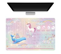 Sous-main de bureau pour enfant - 60 x 40 cm - En cuir lavable - Antidérapant - Pour bureau à domicile - Thème licorne rose