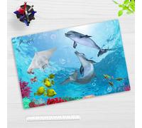 Sous-main de bureau pour enfants et adultes - "dauphins sous l'eau" - en vinyle de qualité supérieure - 60 x 40 cm - Sous-main antidérapant avec meilleure protection - Fabriqué en Allemagne