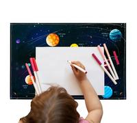 Sous-main d'écriture avec motif dinosaure de l'espace, carte du monde, tapis de bureau imperméable avec motif dinosaure de l'espace et carte du monde pour l'école et la maison (multicolore)