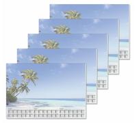 Sous-main format A2, motif plage, bloc de 5 x 30 feuilles, calendrier 2026-2028