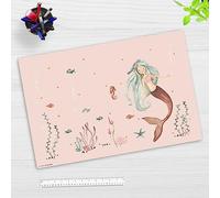 Sous-main pour bureau pour enfants - lavable - Sirène dans la mer rose - en vinyle premium - 60 x 40 cm - Fabriqué en Allemagne
