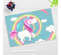 Sous-main pour enfant - Licorne avec arc-en-ciel - En vinyle (plastique) de qualité supérieure et résistant - 60 x 40 cm - Sous-main antidérapant pour une meilleure protection - Fabriqué en Allemagne
