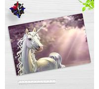 Sous-main pour enfant - Licorne blanche sur fond violet - Disponible en différentes tailles - En vinyle - Fabriqué en Allemagne (60 x 40 cm)