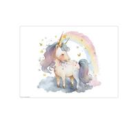 Sous-main pour enfants et adultes - Motif licorne arc-en-ciel - Aquarelle - 44 x 32 cm - En vinyle de qualité supérieure - Fabriqué en Allemagne