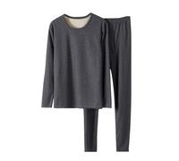 sous-Manteau en Laine épaisse pour Couple, sous-vêtement Thermique en Laine de Soie, Ensemble Long et Chaud pour Hommes, Automne et Hiver (Grey, XXL)