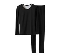 sous-Manteau en Laine épaisse pour Couple, sous-vêtement Thermique en Laine de Soie, Ensemble Long et Chaud pour Hommes, Automne et Hiver (Black, XXXL)