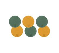 Sous-verre rond réversible - 6 pièces - Cuir recyclé jaune moutarde et vert sapin