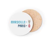sous Verre Ronds Base Liège- Marseille 1 - Paris 0 Sport Foot Champion Ballon C1-1 unité (95 x 95 mm)