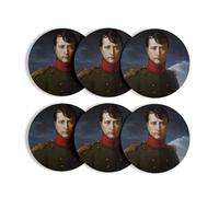 sous Verre Ronds Base Liège- Napoleon Bonaparte Empereur Francais Portrait Peinture - Lot de 6 (95 x 95 mm)