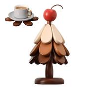 sous-Verres en Forme d'arbre de Noël | sous-Verres Pliables en Bois Décor De Table - Set De Dessous-de-Plat Forme d'arbre - pour Boissons Tasses Plans De Travail Poêles Fruits Automne Maison Nouvelle