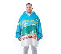 South Park Couverture Portative pour Hommes | Hoodie en Fleece surdimensionné pour Adultes en Bleu | Pull Sherpa Doublé avec Imprimé All Over Cartman, Kenny, Stan & Kyle | Comédie Cartoon Cadeau