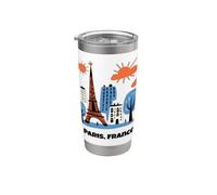 Souvenir de vacances Paris France enfants Europe garçons filles adolescents Gobelet isotherme en acier inoxydable double paroi