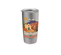 Souvenir de voyage à San Pedro Chili dessiné à la main Gobelet isotherme en acier inoxydable double paroi