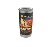 Souvenir de voyage à San Pedro Chili dessiné à la main Gobelet isotherme en acier inoxydable double paroi