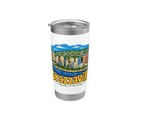 Souvenir de voyage Brazzaville Congo dessiné à la main Gobelet isotherme en acier inoxydable double paroi