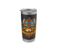 Souvenir de voyage Mongolie dessiné à la main Gobelet isotherme en acier inoxydable double paroi