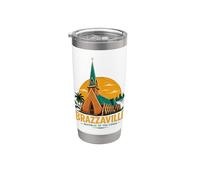 Souvenir de voyage vintage Brazzaville Congo Gobelet isotherme en acier inoxydable double paroi