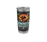 Souvenir de voyage vintage en République dominicaine Gobelet isotherme en acier inoxydable double paroi
