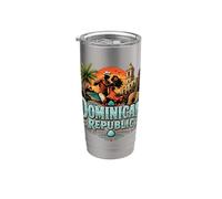Souvenir de voyage vintage en République dominicaine Gobelet isotherme en acier inoxydable double paroi