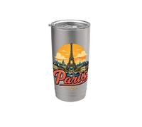 Souvenir de voyage vintage Paris France Cadeau monument Gobelet isotherme en acier inoxydable double paroi