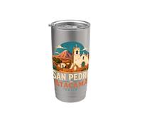 Souvenir de voyage vintage San Pedro Chili Gobelet isotherme en acier inoxydable double paroi